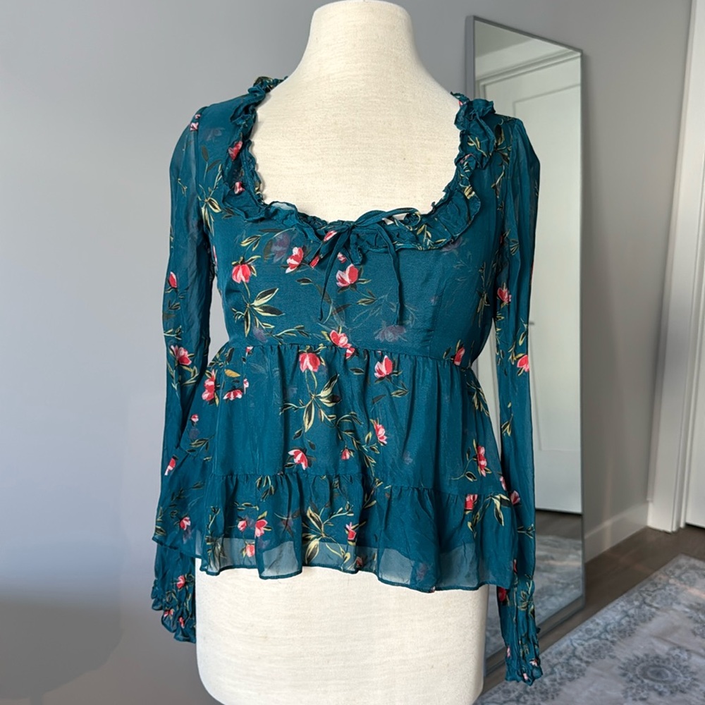 INTERMIX Babydoll floral blouse